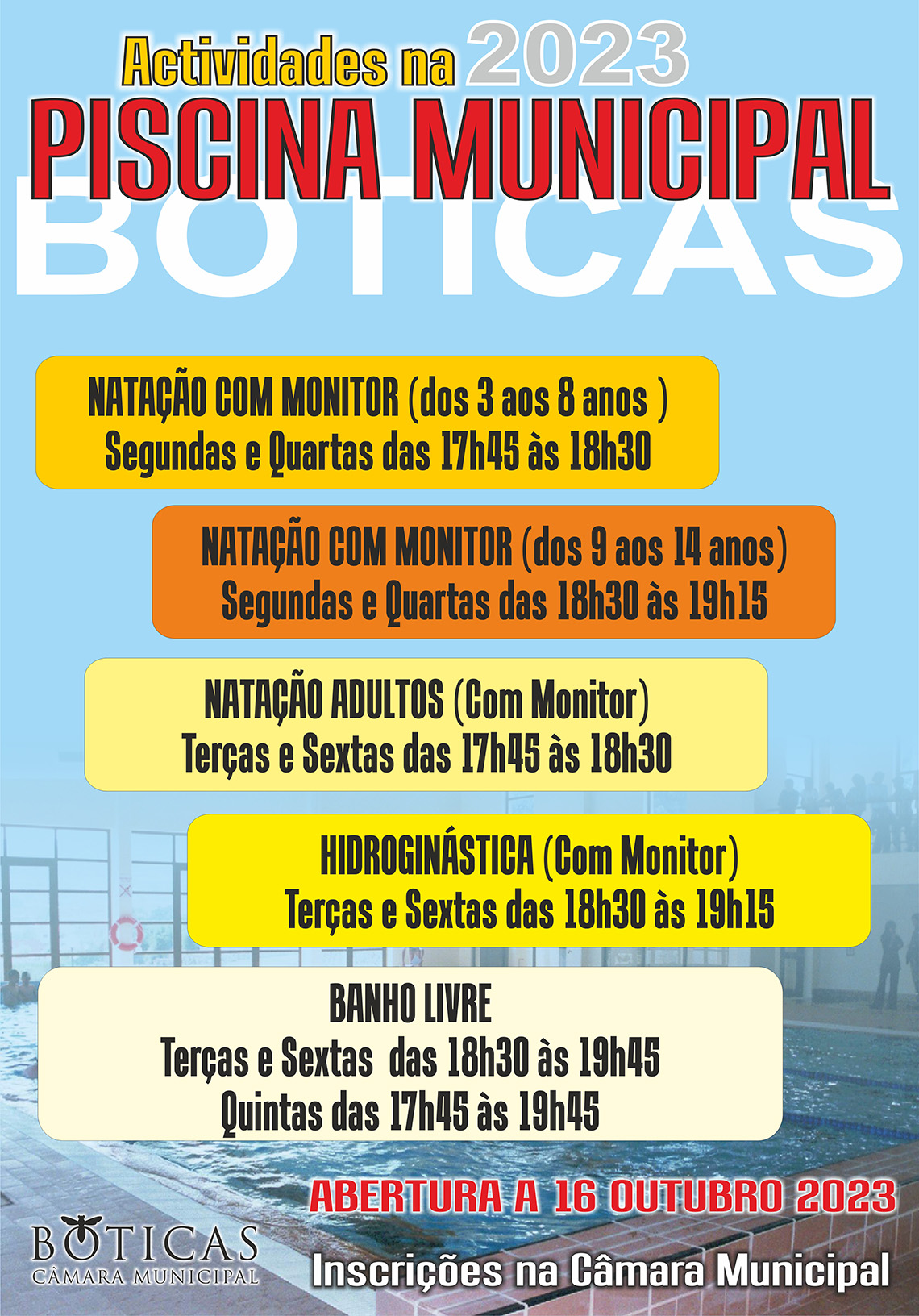 Atividades na Piscina Municipal 2023/24