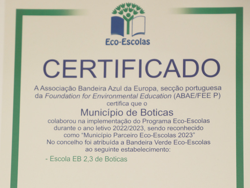 Municpio de Boticas distinguido como Municpio Parceiro Eco-Escolas 2023