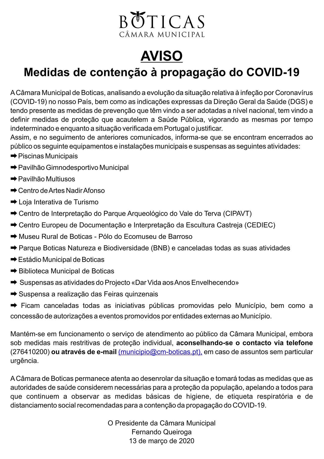 Medidas de conteno  propagao do COVID-19