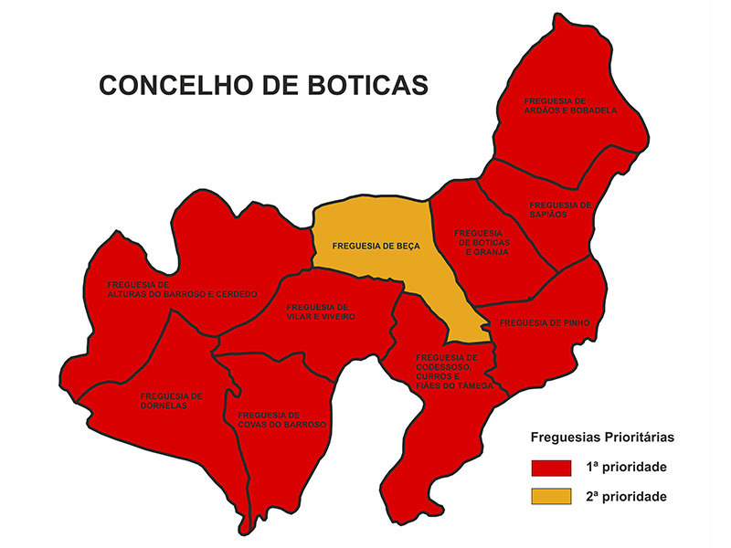 Localidades prioritrias para limpeza no mbito da Defesa da Floresta contra Incndios 