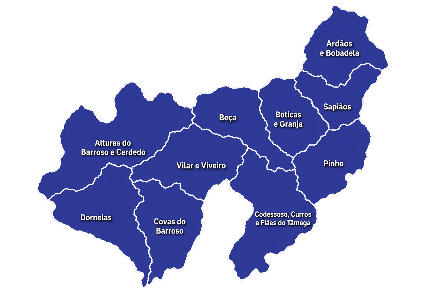 Mapa das freguesias do concelho de Boticas